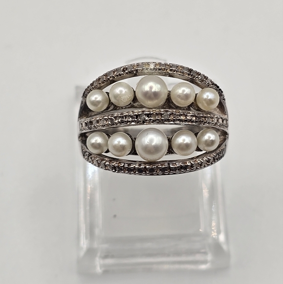 JTV Jewelry - Sterling Silver Domed Freshwater Cultured Pearl Ring SIZE 8.5